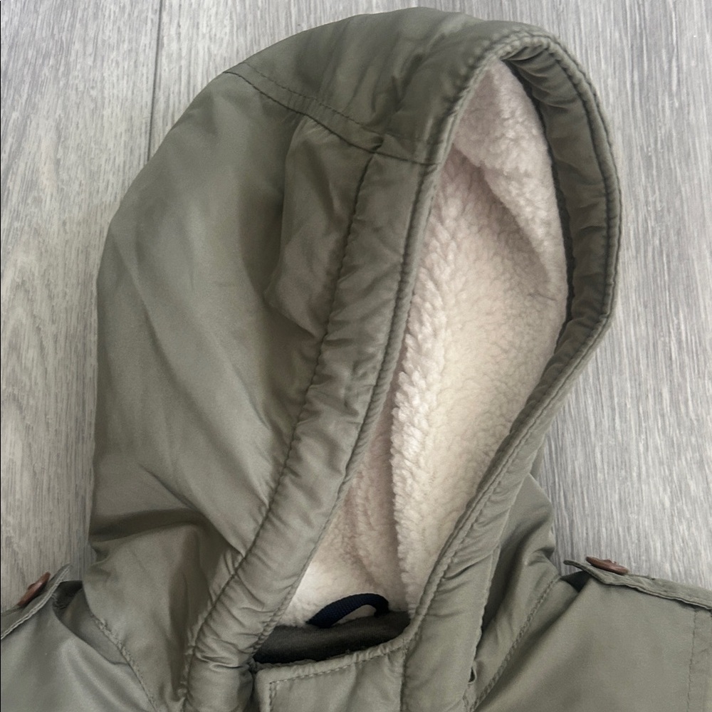 NWT GAP Khaki Green Hooded Jacket with Button Accents 6-12 Months - Picture 3 of 8